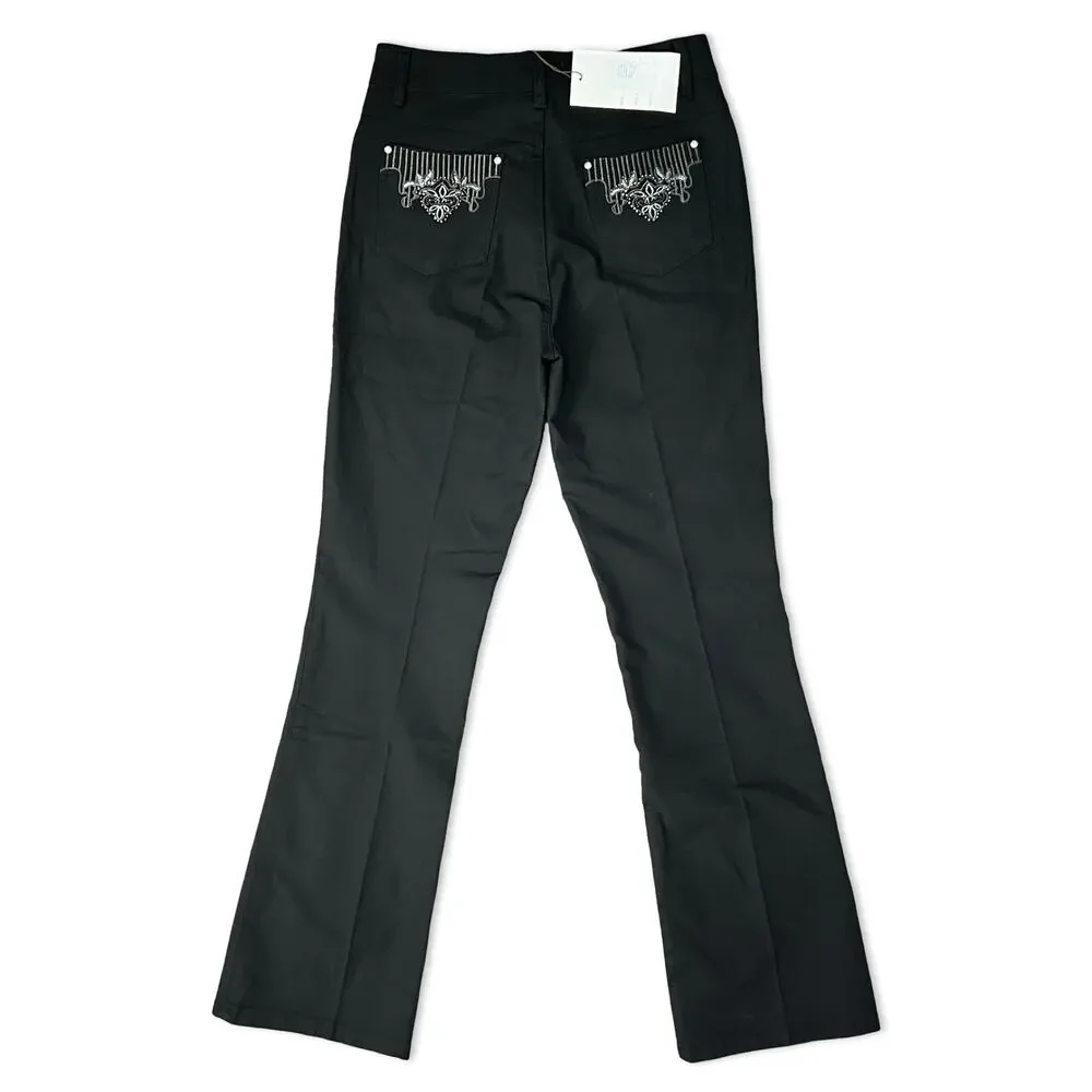 Otto Gi Italy Black Silver Embellished Pockets Bootcut Pants sz 38 / 8 NEW Tags - Picture 5 of 15
